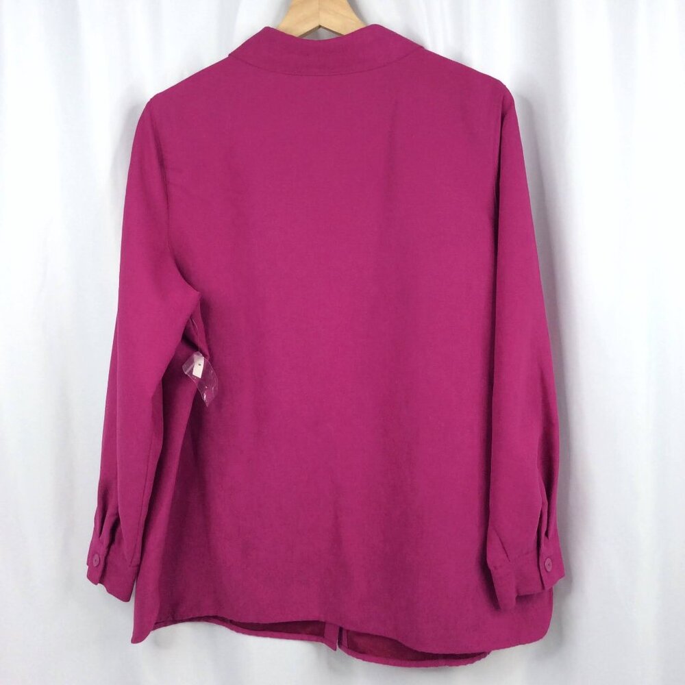 NWOT Studio Works Microfiber Top Women's Plus Size 1X Magenta Pink Button Down - Picture 2 of 8
